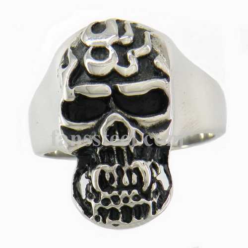 FSR07W40 Tribal Skull Ghost Medallion Ring - Click Image to Close